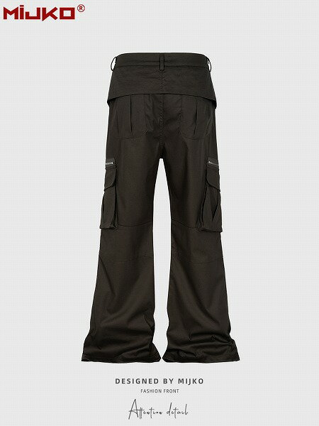 メンズ 多機能ポケット付き ワークパンツ 男女兼用 ストリート系 ベルボトム 春秋 2024新作★全2色