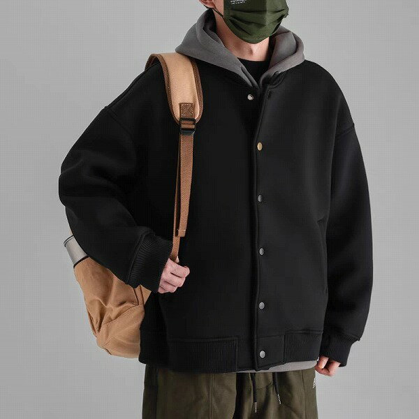 メンズファッション 無地 スタジャン 男女兼用 カジュアル ジャケット 秋冬 2023新作★全3色