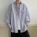 メンズファッション ストラップ柄 長袖 シャツ 男女兼用 ストリート系 アウター 秋 2023新作★全2色