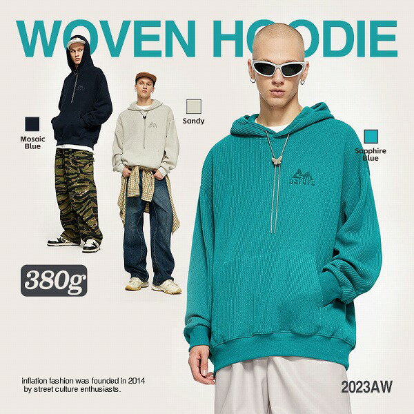 メンズ 刺繍入り ニット パーカー 男女兼用 ストリート系 フード付きトップス 秋冬 2023新作★全3色