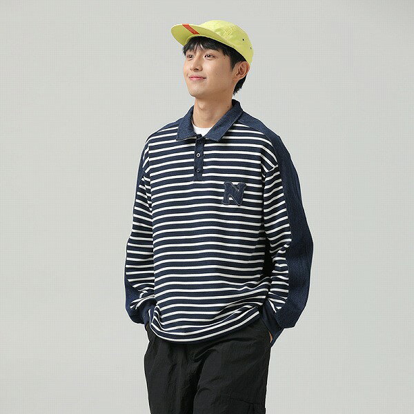 メンズファッション ボーダー柄 長袖 ポロシャツ 男女兼用 ストリート系 トップス 秋冬 2023新作★全2色