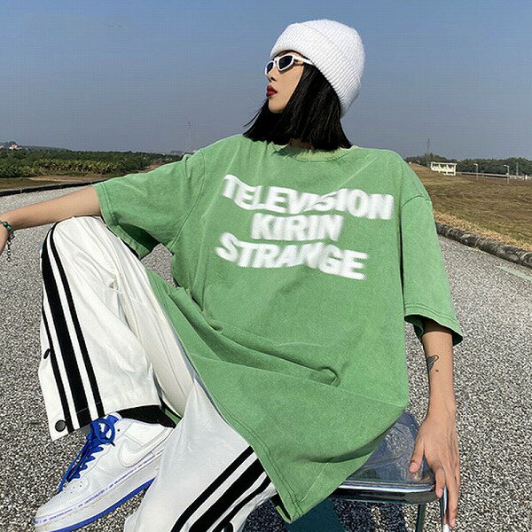 メンズファッション オーバーサイズ 半袖Tシャツ 男女兼用 ストリート系トップス 春夏 2023新作★全2色