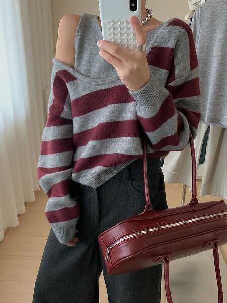 韓国風　ニット　キャミソール＋セーター　人気 おしゃれ