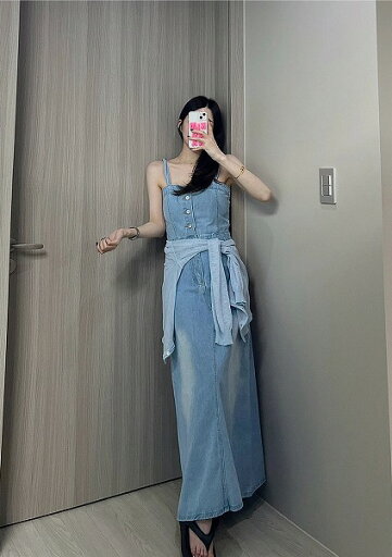 韓国風 デニム スカート ワンピース 人気 韓国風 デニム スカート ワンピース 人気