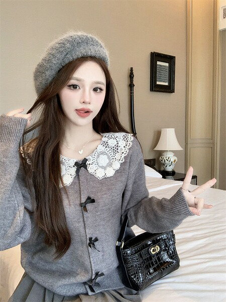 気質 韓国系 カジュアル系 トップス　長袖 ニット カーディガン