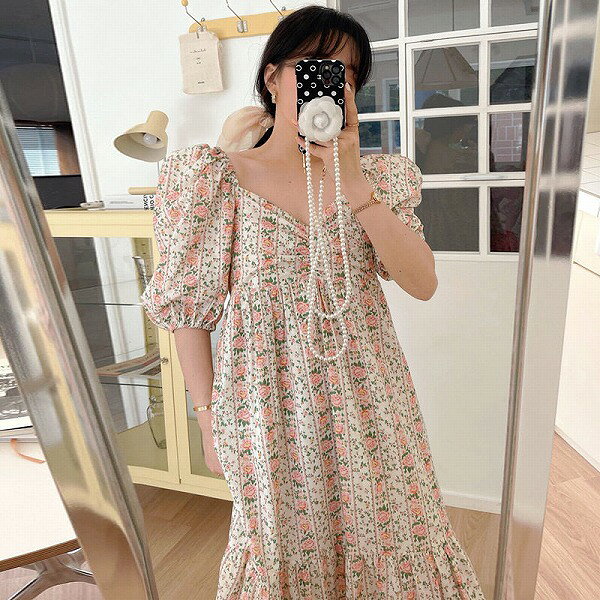 気質 韓国系 カジュアル系 おしゃれ chic 花柄 ワンピース