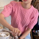 気質 レトロ おしゃれ パフスリーブ ニット セーター(4)