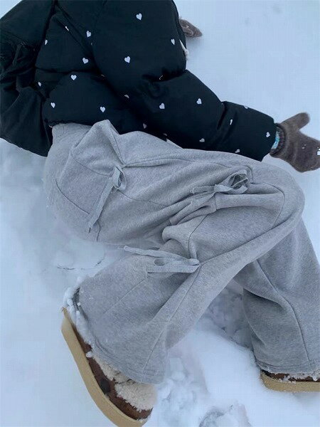 気質 レトロ ハイウエスト ロングパンツ リボン カジュアルパンツ