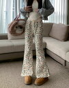 気質 レトロ プリント ロングパンツ 裏起毛 カジュアルパンツ