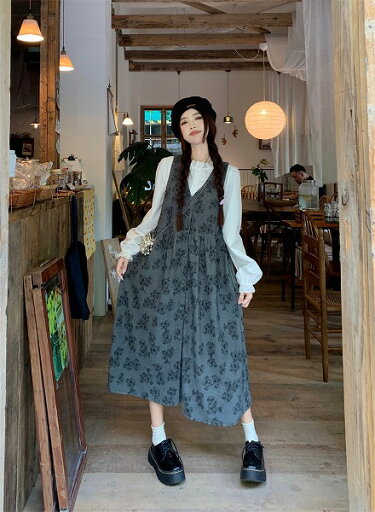 トップス シャツ+ワンピース セット 韓国系 カジュアル系 可愛い トップス シャツ+ワンピース セット 韓国系 カジュアル系 可愛い