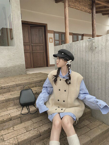 ブラウス ワンピース +ベスト セット oversize 可愛い