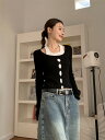 気質 若く見え 韓国風 chic 偽2枚 ニット・セーター