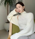 超人気 優しい印象 ニット カーディガン+ハイネックタンクトップ セット
