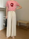 カジュアル ゆったり ハイウエスト ロングパンツ パンツ丈 カジュアルパンツ
