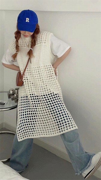 気質 レーシング ノースリーブ ニットワンピース スタックスリット