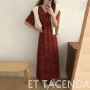 気質 ゆったり 半袖 プリント ハイウエスト デコレーション 着丈 ロング ロングワンピース