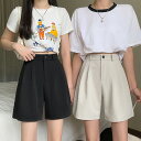 韓国系ストリート系学園風スポーツボタンすがすがしい春夏ショートパンツ