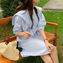 若く見え ゆったり プリーツ パフスリーブ 半袖 春 カジュアルワンピース