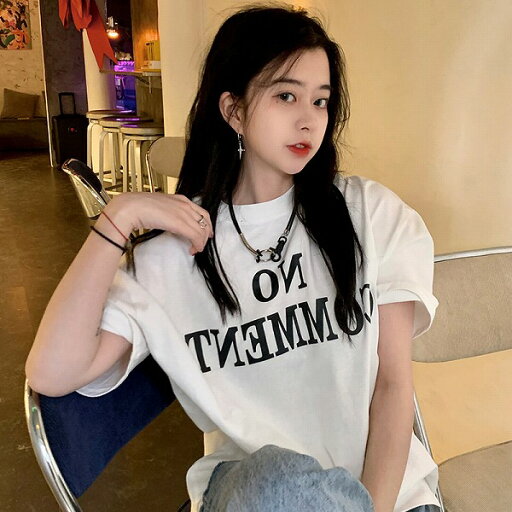 カジュアル シンプル ラウンドネック プリント 配色 アルファベット 春 Tシャツ/ポロシャツ カジュアル シンプル ラウンドネック プリント 配色 アルファベット 春 Tシャツ/ポロシャツ