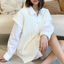 初秋 無地 シンプル長袖シャツ+プルオーバー ニットセーター カジュアル 服装セット
