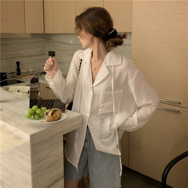 気質 設計感 ゆったり 体型カバー シングルブレスト ブラウス 絶対流行通勤 韓国系のサムネイル