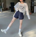 可愛い 快適な 体型カバー プリント Tシャツ+カジュアル ショーパン スボーツウェア
