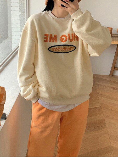ins超人気 ★可愛いデザイン! シンプル プルオーバー プリント 長袖パーカーTシャツ