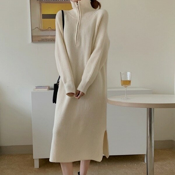 秋冬大人気ファッション履き心地いいシンプルカジュアル肌触りいいニットワンピース