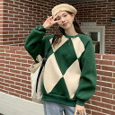 ins超人気 ★個性的プルオーバー チェック ラウンドネック 長袖パーカーTシャツ