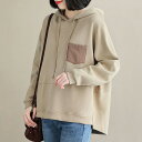 ★カジュアル レイジー風 合わせやすい ゆったり 長袖 フート付き パーカー秋 Tシャツ