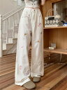 レトロ ハイウエスト ロングパンツ デニム カジュアルパンツ