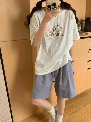 春夏新作 レトロ おしゃれ カジュアル プリント Tシャツ 春夏新作 レトロ おしゃれ カジュアル プリント Tシャツ