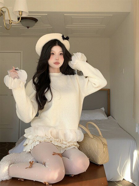 設計感 長袖 トップス おしゃれ ニットセーター