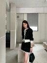 レトロ レイジー風 合わせやすい 長袖 ニット生地 セットアップ(4)