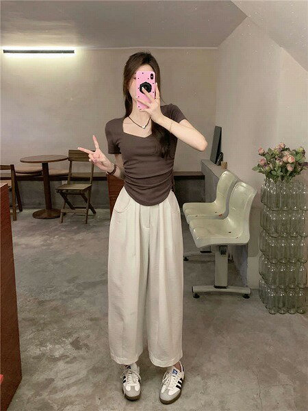 ★カジュアル 韓国系 おしゃれ 可愛い系 デザイン性抜群 Tシャツ+ズボン