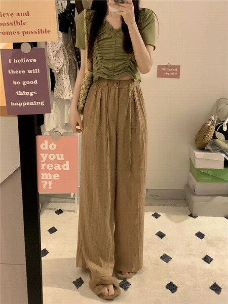 ★カジュアル 韓国系 おしゃれ 可愛い系 デザイン性抜群 ブラウス+ズボン