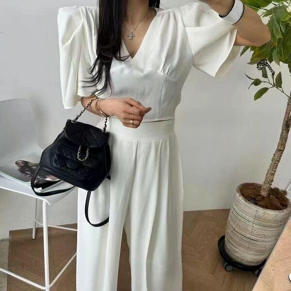 ★カジュアル シンプル 韓国風 デザイン性抜群 エレガント ブラウス＋ズボン