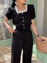 ★超人気 おしゃれ chic トップス+ロングパンツ セットアップ