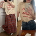 ★超人気 韓国系 デザイン アルファベット ラウンドネック ゆったり Tシャツ