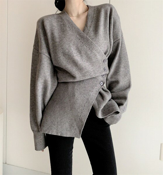 超人気　合わせやすい レーシング ニット 不規則 セーター