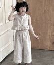 夏 子供服 女の子 リボン ベスト ワイドパンツ 子供 スーツ 気質 2 点セット