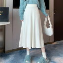 スカート ニット レディース ボトムス Aラインスカート 韓国風 ミドル丈 フリーサイズ