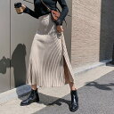 スカート レディース ニット ボトムス プリーツスカート 韓国風 ミドル丈 ハイウエスト フリーサイズ