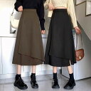 スカート レディース ボトムス ハイウエスト 韓国風 ミドル丈 着痩せ おしゃれ ファッション
