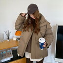 中綿ジャケット レディース 中綿コート 体型カバー 防寒 ゆったり 着痩せ 冬服 韓国風 フード付き(4)