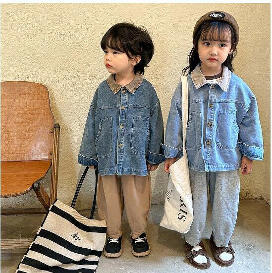 秋冬新作 キッズ服 子供 韓国風 女の子 男の子 デニムコート カジュアルジャケット