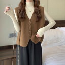 秋冬ニット レディース ベスト トップス オフィスカジュアル ゆったり プルオーバーニット