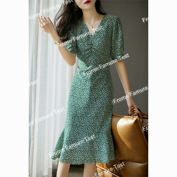 韓国風　ドレス　レディース　半袖ドレス　夏新作　通勤　ファッションドレス　優しい