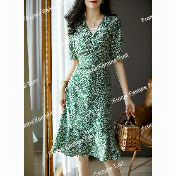 韓国風　ドレス　レディース　半袖ドレス　夏新作　通勤　ファッションドレス　優しい