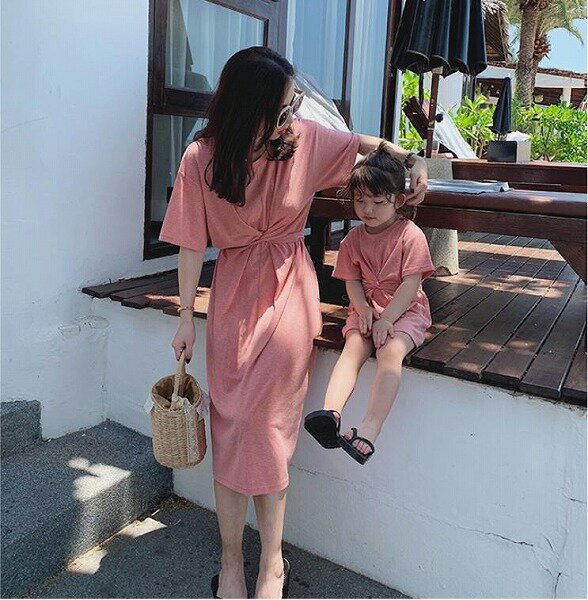 韓国風親子ウェア,ドレス、半袖親子ドレス、大人気 、ファッションドレス、夏の新しい★90-130